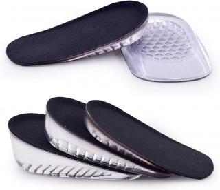 SAUDEfoot 2ks gelových vložek do paty pro zvýšení výšky, pro muže, výška 2 cm, černá