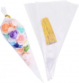 TACHIO 100ks celofánových sáčků 25x13 cm na sladkosti, bonbóny, čokoládu, sušenky, popcorn