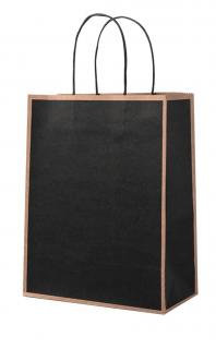 TACHIO 30ks dárkové tašky z kraftového papíru, 15×8×21 cm, černé s rámečkem