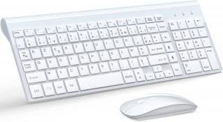 TopMate Ultratenká tichá bezdrátová klávesnice a myš 2,4G, bílá