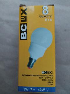 Úsporná žárovka BCLux 8W (40W), E14, 325 lumen, teplé bílé světlo