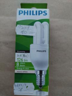 Úsporná žárovka Philips 3W (15W), E14, 126 lumen, teplé bílé světlo