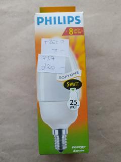Úsporná žárovka Philips 5W (25W), E14, 180 lumen, měkké bílé světlo