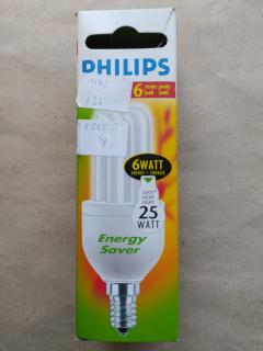 Úsporná žárovka Philips 6W (25W), E14, 275 lumen, bílé světlo