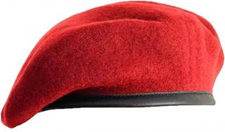 Vojenský baret červený, vlněný, unisex, 61 cm