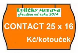 Cenová etiketa Contact 25x16 oblá signální cena za: 36 ks v kartonu oranžové