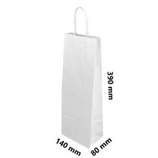Papírová taška 140x80x390 mm kroucené ucho nosnost 5 kg Barva: Bílá - rýhovaná, cena za: 300 ks v kartonu