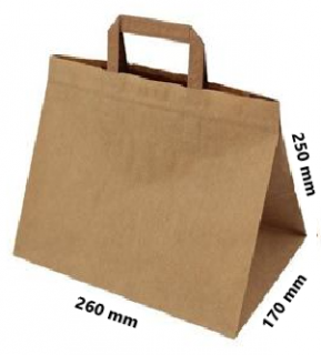 Papírová taška 26x17x25 Takeaway nosnost 5 kg Barva: Hnědá, cena za: 250 ks v kartonu