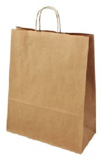 Papírová taška 320x120x410 mm Barva: Hnědá rýhovaná, cena za: Svazek 25 ks tašek