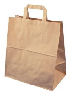 Papírová taška 320x200x280 mm nosnost 5 kg Barva: Hnědá, cena za: Svazek 25 ks tašek
