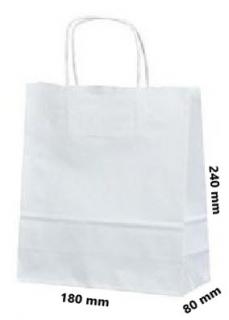 Papírová taška kroucené ucho 180x80x240 mm nosnost 5 kg Barva: Bílá, cena za: 1 ks