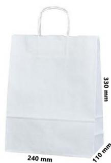 Papírová taška kroucené ucho 240x100x320 mm nosnost 6 kg Barva: Bílá, cena za: Svazek 25 ks tašek
