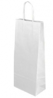 Papírová taška na láhve 140x80x390 kroucené ucho Barva: Bílá rýhovaná, cena za: Svazek 25 ks tašek