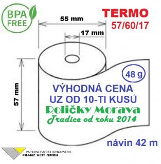 Termo kotouček 57/60/17 BPA 42m (57mm x 42m) Množství: 1 ks kotoučku