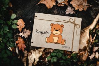 Dětské dřevěné fotoalbum #medvidek Vyberte barvu desek: Přírodní - Bříza 6 mm