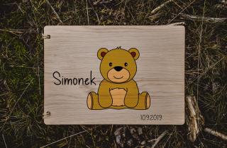 Dětské dřevěné fotoalbum #medvidek Vyberte barvu desek: Přírodní - Dub 4 mm