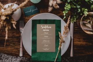 Papírové svatební MENU - A6 #1  Nejlepší doplněk na Vaší slavnostní tabuli Vyberte barvu: Kapučínová