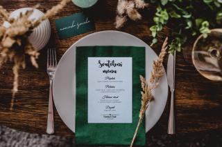 Papírové svatební MENU - A6 #1  Nejlepší doplněk na Vaší slavnostní tabuli Vyberte barvu: Světle modrá