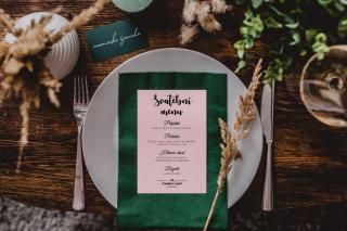 Papírové svatební MENU - A6 #1  Nejlepší doplněk na Vaší slavnostní tabuli Vyberte barvu: Světle růžová