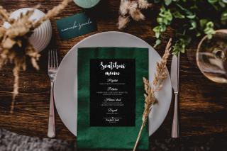 Papírové svatební MENU - A6 #1  Nejlepší doplněk na Vaší slavnostní tabuli Vyberte barvu: Uhlově černá
