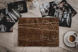 Svatební dřevěné fotoalbum #brown-line Vyberte barvu desek: Hnědá - Bříza 6 mm