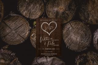 Svatební dřevěné oznámení #brown1 Vyberte dřevo: Americký ořech