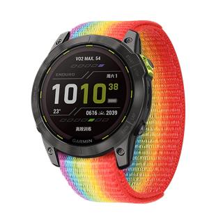 22mm barevný Pratelný nylonový provlékací řemínek pro Garmin Fenix Epix 2 PRO na suchý zip velcro duhový UltraFit Barevná