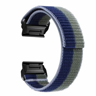 26mm FAST provlékací nylonový řemínek pro Garmin Fenix Enduro na suchý zip velcro UltraFit Army green/Modrá