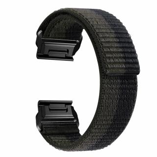 26mm FAST provlékací nylonový řemínek pro Garmin Fenix Enduro na suchý zip velcro UltraFit Šedá/Černá