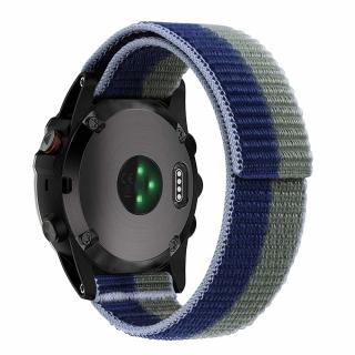 26mm jednostranně provlékací Pratelný nylonový řemínek pro Garmin Fenix Enduro na suchý zip velcro UltraFit Army green/Modrá