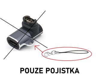 4PIN V3 90° USB-C iPhone Lightning kabel redukce adaptér konektor nabíječka nabíjecí pro Garmin Fenix Epix 2 PRO a další Pojistka s karabinou
