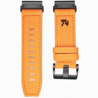 74STRAP 26mm prošívaný nylonový řemínek pro Garmin Fenix QuickFit Oranžová