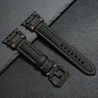AHIDE kožený řemínek titanové černé upínání řemínek pro Apple Watch Ultra 2 42mm 44mm 45mm 49 mm Černá (černá)
