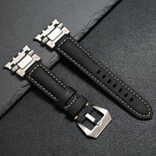 AHIDE kožený řemínek titanové černé upínání řemínek pro Apple Watch Ultra 2 42mm 44mm 45mm 49 mm Černá (titanová)
