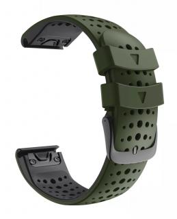 AIR 22mm silikonový gumový řemínek pro Garmin Fenix army green zelený/černý EASYFIT/QUICKFIT