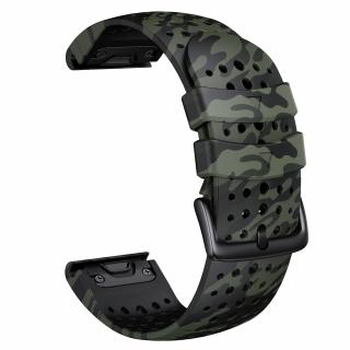 AIR CAMO 26mm silikonový gumový řemínek pro Garmin Fenix Tactix QuickFit Army green