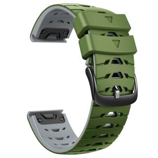 AIR V2 22mm silikonový gumový řemínek pro Garmin Fenix QuickFit Army green