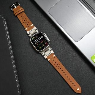 ALEATHER kožený řemínek titanové černé upínání řemínek pro Apple Watch Ultra 2 42mm 44mm 45mm 49 mm Hnědá titan