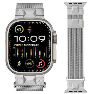 AMILANESE kovový řemínek pro Apple Watch Ultra 2 42mm 44mm 45mm 49 mm Titanová stříbná