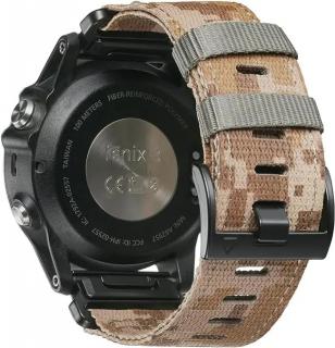 Armádní 26mm vojenský řemínek z nylonu pro vojáky nylonový maskáčový camouflage řemínek pro Garmin Fenix Epix QuickFit Hnědý maskáčová