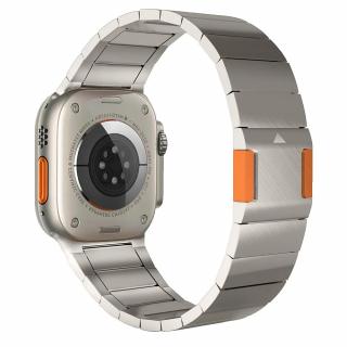 ASTEEL kovový magnetický řemínek pro Apple Watch Ultra 2 42mm 44mm 45mm 49 mm Titanová (42 44 45 49mm) Oranžová linka