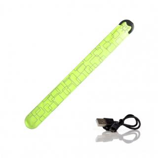 Běžecký výstražný USB nabíjecí LED svítící bezpečnostní náramek pásek na ruku nohu batoh Zelená