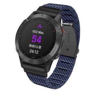 CARBON FIBER 22mm řemínek karbonový vzor pro Garmin Fenix černý modrý QuickFit Modrý