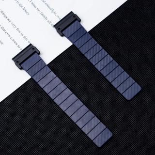 CARBON FIBER MAGNET 22mm řemínek karbonový vzor pro Garmin Fenix černý modrý QuickFit Modrá