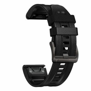 CASUAL 26mm kožený silikonový řemínek Garmin Fenix QuickFit Černá