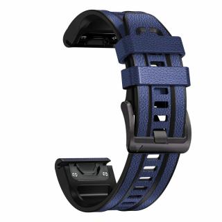 CASUAL 26mm kožený silikonový řemínek Garmin Fenix QuickFit Modrá