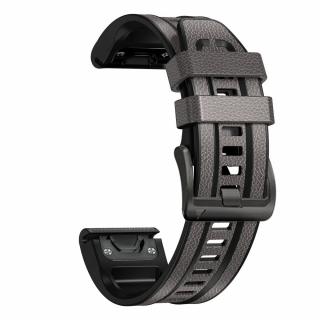 CASUAL 26mm kožený silikonový řemínek Garmin Fenix QuickFit Šedá