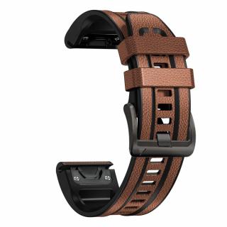 CASUAL 26mm kožený silikonový řemínek Garmin Fenix QuickFit Světla hnědá