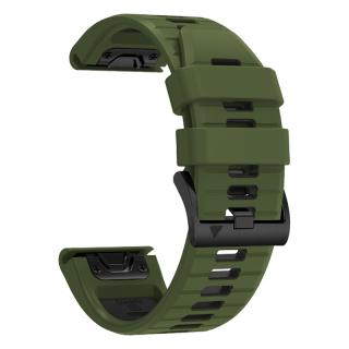 CENTRE 22mm silikonový gumový řemínek pro Garmin Fenix Epix PRO QuickFit Army Green/Černá