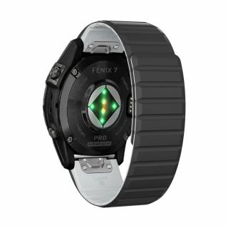 CENTRE 26mm MAGNET silikonový gumový řemínek pro Garmin Fenix Tactix QuickFit Černá/Šedá